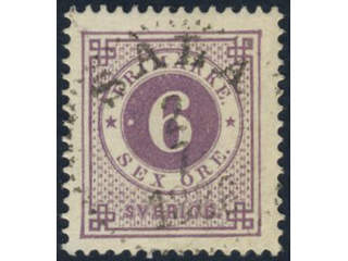 Sweden, Sverige, Sverige, Sverige. Facit 31j used, 6 öre bluish lilac on calendered …