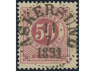 Sweden. Facit 48d used, 50 öre dull carmine on yellowish paper. EXCELLENT cancellation …
