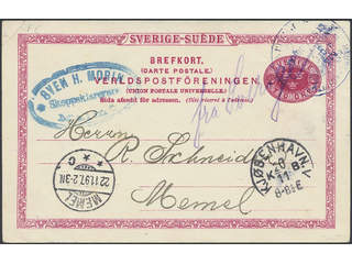 Sweden. Facit bKe13. DENMARK. Danish manuscript cancellation "fra Sverige", and town …