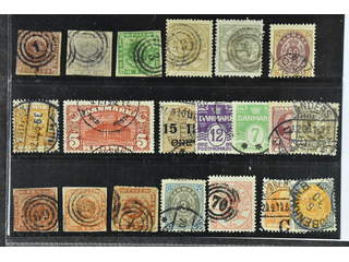 Denmark. Used 1851–1915. All different, e.g. F 2, 6, 8, 14-15, 44, 68, 121. Mostly good …