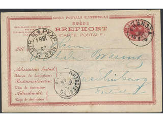 Sweden. Postal stationery, double postcard Facit bKd3 , Originating card 10 öre sent …