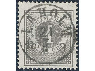 Sweden. Facit 29a1 used , 4 öre dark grey. EXCELLENT cancellation LAHOLM 24.8.1879.