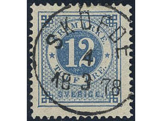 Sweden, Sverige, Sverige, Sverige. Facit 32a used, 12 öre dull light blue. EXCELLENT …