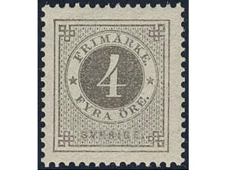 Sweden. Facit 42 ★★, 4 öre grey. Superb. SEK 1200