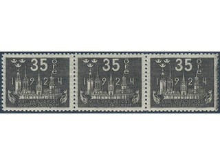 Sweden. Facit 202 ★★ , 35 öre grey-black in very fine strip of three. SEK 1050