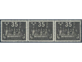 Sweden. Facit 202 ★★ , 35 öre grey-black in very fine strip of three. SEK 1050