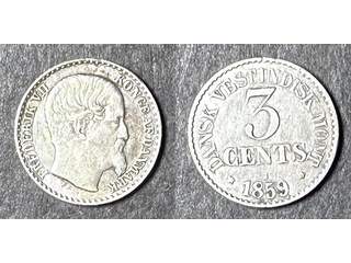 Danska Västindien Fredrik VII (1848-1863) 3 cents 1859, 1+