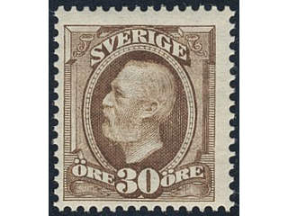 Sweden, Sverige, Sverige, Sverige. Facit 58vm1 ★★, 1891 Oscar II 30 öre brown, inverted …