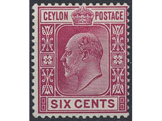 Ceylon. SG 269a ★, 1903 King Edward VII 6 c carmine-rose wmk CA crown invered wmk. GBP 140