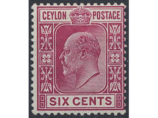 Ceylon. SG 269a ★, 1903 King Edward VII 6 c carmine-rose wmk CA crown invered wmk. GBP 140