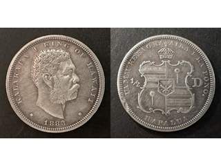 Hawaii ½ dollar 1883, XF litet plantsfel på kanten på frånsidan