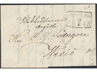 Sweden. K county. SÖLFVITSBORG 13.6.1843, rectangular postmark. Type 1 on beautiful …
