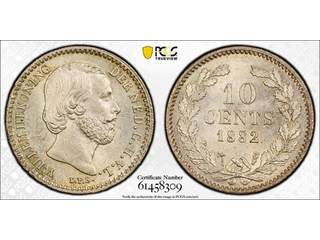 Nederländerna Willem II (1840-1890) 10 cents 1882, UNC, PCGS MS66