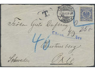 Sweden. Facit 48. Incoming stamped mail. Germany. Nice letter front with invalid stamp …