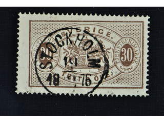 Sweden. Official Facit Tj8a used , 30 öre deep brown, perf 14, blue-greyish paper. …