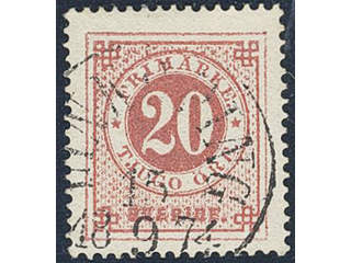 Sweden. Facit 22c used , 20 öre red-light red. Superb cancellation LINKÖPING 15.9.1874.