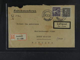 Sweden. Air mail cover Facit 192, 145C , 10+50 öre on registered air mail cover sent …