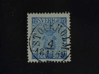 Sweden. Facit 9d3 used , 12 öre light blue, perforation of 1865. EXCELLENT cancellation …