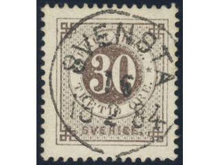 Sweden, Sverige, Sverige, Sverige. Facit 35h used, 30 öre black-brown on soft paper. …