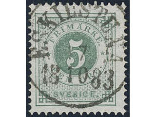 Sweden, Sverige, Sverige, Sverige. Facit 30f used, 5 öre greyish olive-green. EXCELLENT …
