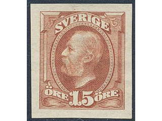Sweden. Facit 55v1 ★ , 1896 Oscar II 15 öre brown, imperf variety. SEK 2000