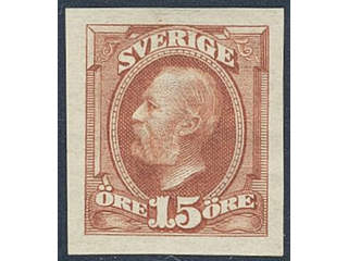 Sweden. Facit 55v1 ★ , 1896 Oscar II 15 öre brown, imperf variety. SEK 2000