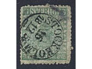 Sweden. Facit 1 used , 3 skill green defective (tear, thin, hole). Almost complete …