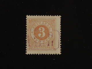 Sweden. Facit 17. Cancellations,  FINLAND. Finsk stämpel ANK 8.11 i violett färg.