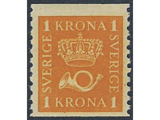 Sweden. Facit 168 ★★, 1 Krona orange vertical perf 9¾. B-ppr. Sign. KAN. SEK 3300