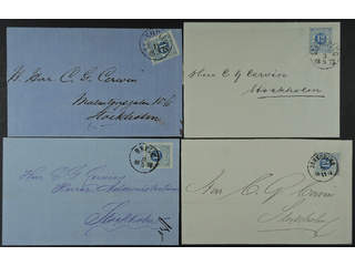 Sweden. Facit 21 cover , 12 öre on seven very fine covers cancelled in JÖNKÖPING …