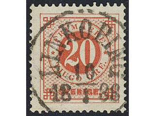 Sweden. Facit 46c used , 20 öre dark orange-red. EXCELLENT cancellation LINKÖPING …
