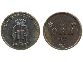 Coins, Sweden. Oskar II, MIS II.1a, 1 öre 1877. 01.