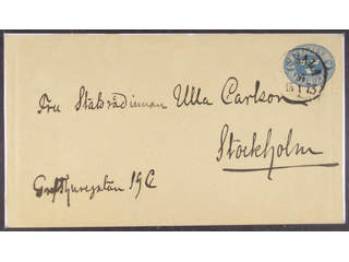 Sweden. Postal stationery, stamped envelope Facit Fk1II , Stamped envelope 12 öre type …