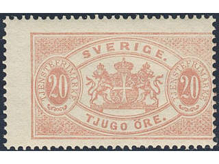 Sweden. Official Facit Tj18 ★ , 20 öre red, perf 13. SEK 1700