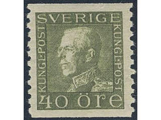 Sweden. Facit 189 ★★, 40 öre olive-green type I vertical perf 9¾. Superb. SEK 1400