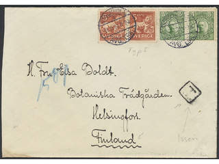 Sweden. Facit 140A, 179 cover , 4×5 öre on insufficiently prepaid cover sent from …