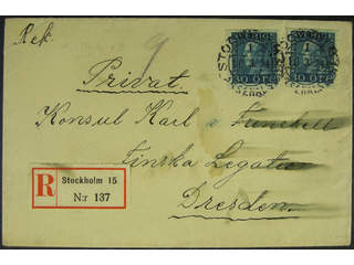 Sweden. Facit 185 cover , 2x30 öre on registered cover sent from STOCKHOLM 10.3.24 to …