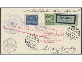 Sweden. Facit 143A, 231 cover , 5+10 öre on air mail printed matter sent 1.6.30 to …