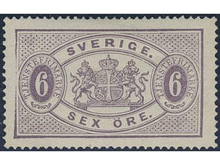 Sweden. Official Facit Tj4g ★, 6 öre deep lilac, perf 14, yellowish paper. Superb. …