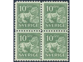 Sweden. Facit 144CcB, Bz ★★, 10 öre green type I perf. 9¾ on four sides on soft paper in …