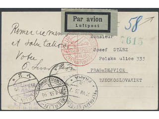 Sweden. Air mail cover Facit 177A, 231 , 10+15 öre on air mail postcard sent from ARBOGA …