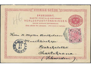 Sweden. Postal stationery, Double postcard, Facit bKd13, Response card 10 öre …