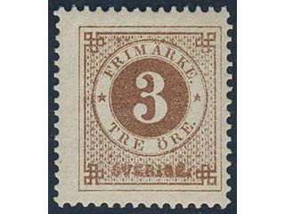 Sweden. Facit 28g ★★, 3 öre deep orange-brown, calendered paper. Opinion (shade) by O.P. …