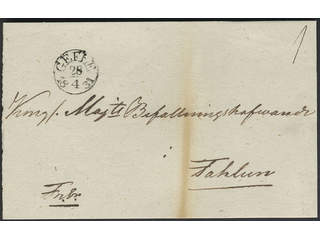 Sweden. X county. GEFLE 28.4.1831, arc postmark. Type 1 on beauiful cover sent to Falun. …