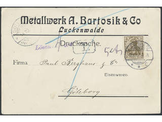 Sweden. Facit 84. Incoming stamped mail. Germany. 3 (pf) on insufficiently prepaid …