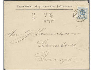 Sweden. Facit 32e cover , 12 öre dull greyish blue on inland cover of first rate. …