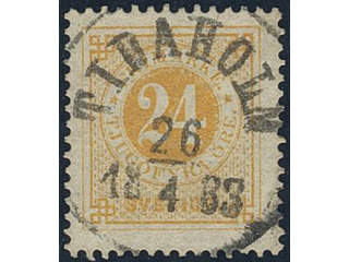 Sweden, Sverige, Sverige, Sverige. Facit 34e used, 24 öre dull yellow-orange. EXCELLENT …