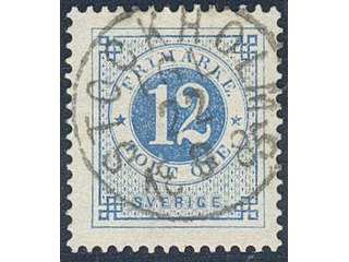 Sweden. Facit 32f used , 12 öre light clear blue. EXCELLENT cancellation STOCKHOLM LGL …