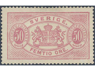 Sweden. Official Facit Tj22A ★ , 50 öre red, perf 13, type I. Two small thins spots, …