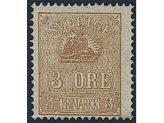Sweden. Facit 14Bd ★, 3 öre orange-brown, type II. Opinion (shade) by O.P. SEK 2200